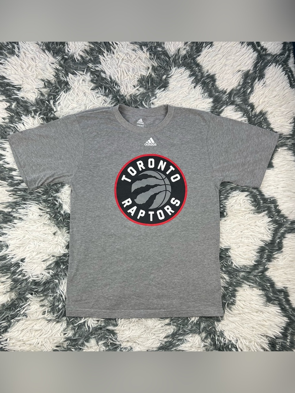 Adidas Kids Boys Gray Toronto Raptors Logo Graphic T-shirt Size Large 14/16